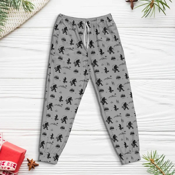 Fishing Bigfoot Pajama Joggers Gift for Fisherman & Anglers