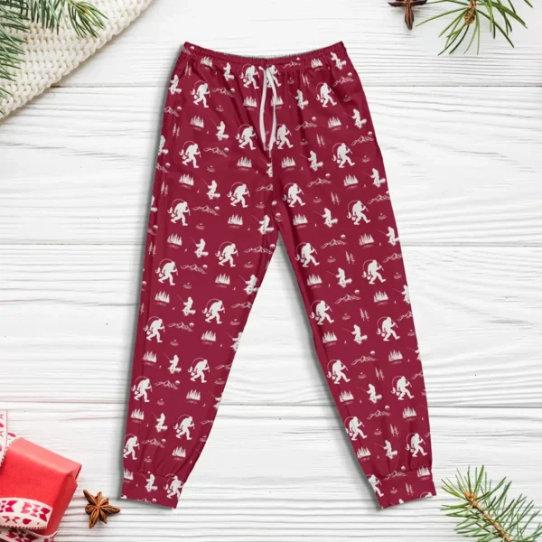 Fishing Bigfoot Pajama Joggers Gift for Fisherman & Anglers