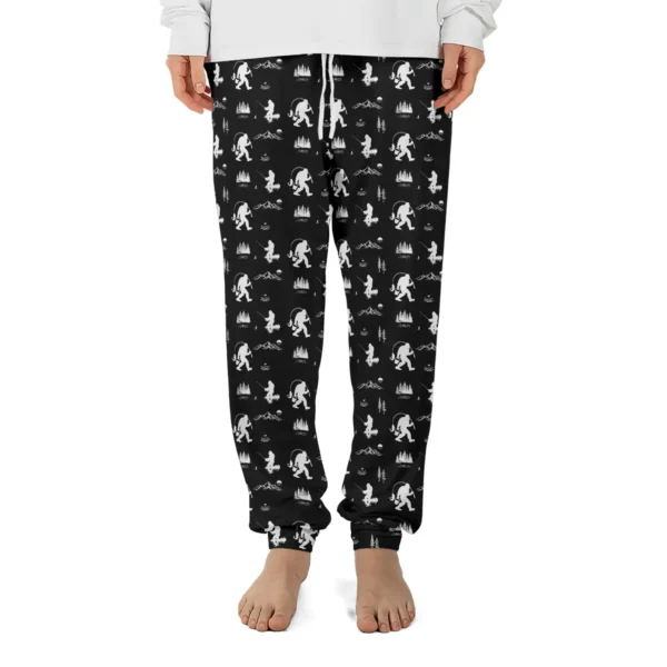 Fishing Bigfoot Pajama Joggers Gift for Fisherman & Anglers