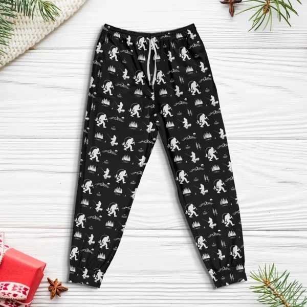 Fishing Bigfoot Pajama Joggers Gift for Fisherman & Anglers