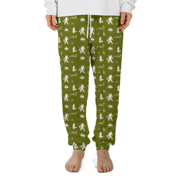 Fishing Bigfoot Pajama Joggers Gift for Fisherman & Anglers