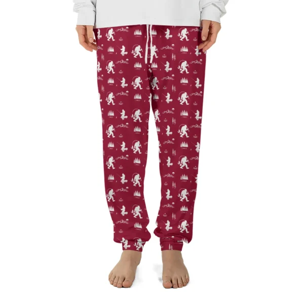 Fishing Bigfoot Pajama Joggers Gift for Fisherman & Anglers