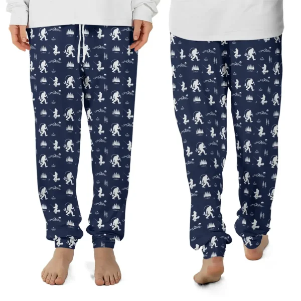 Fishing Bigfoot Pajama Joggers Gift for Fisherman & Anglers