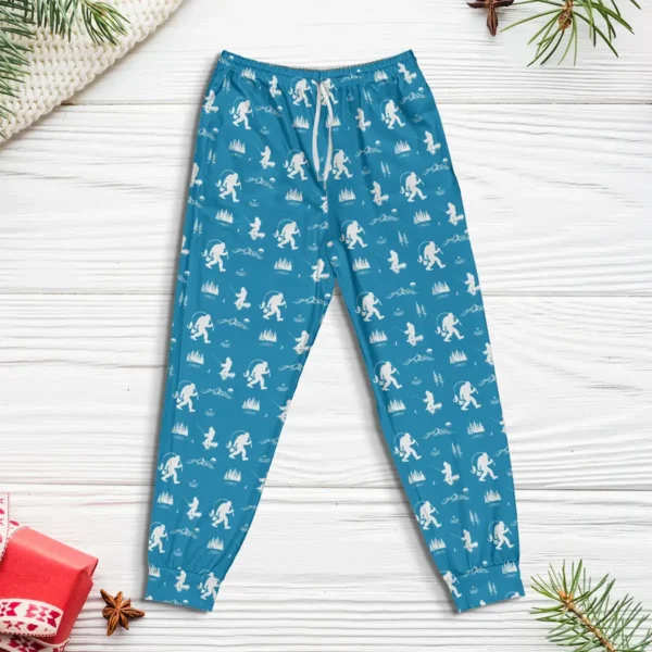 Fishing Bigfoot Pajama Joggers Gift for Fisherman & Anglers
