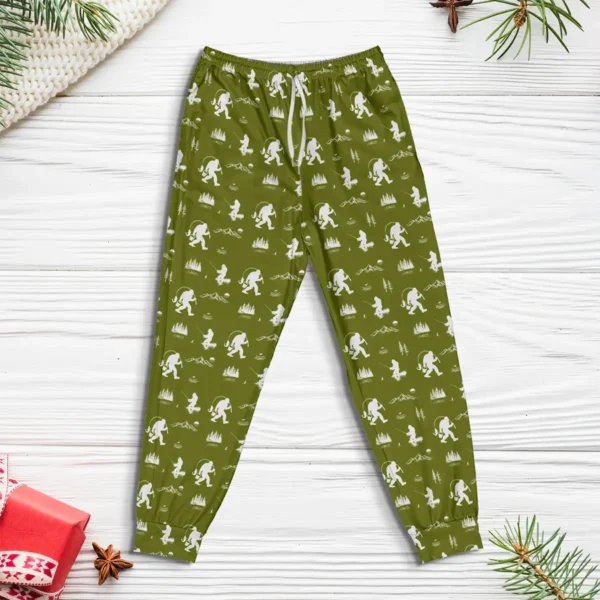 Fishing Bigfoot Pajama Joggers Gift for Fisherman & Anglers