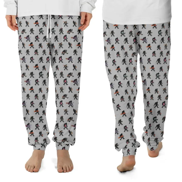 Funny Bigfoot Outdoor Sports Pajama Joggers Hiking & Skiing Sasquatch Pants