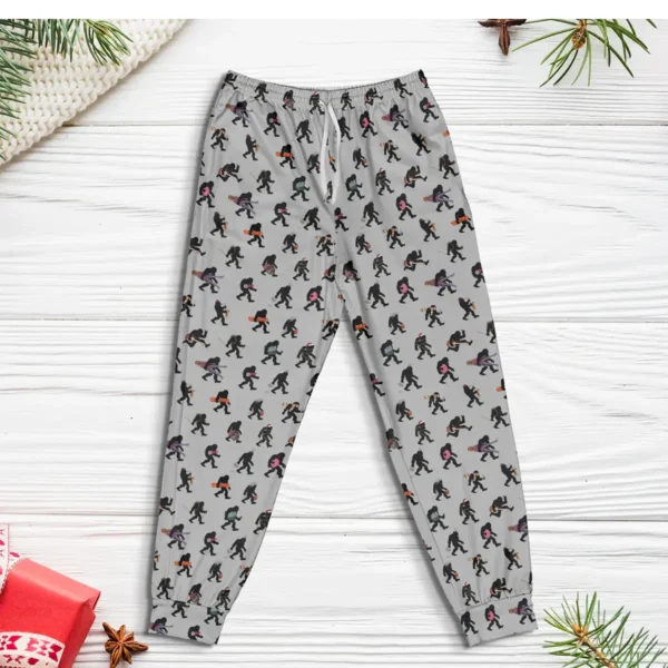 Funny Bigfoot Outdoor Sports Pajama Joggers Hiking & Skiing Sasquatch Pants