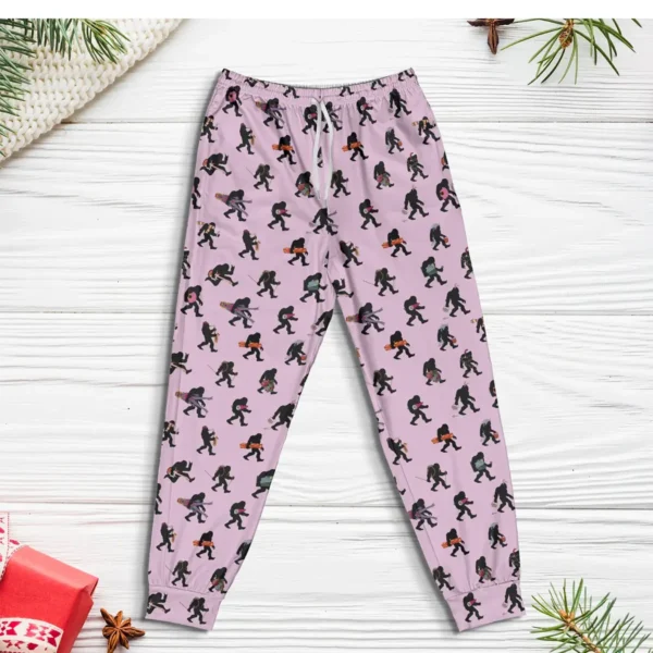 Funny Bigfoot Outdoor Sports Pajama Joggers Hiking & Skiing Sasquatch Pants