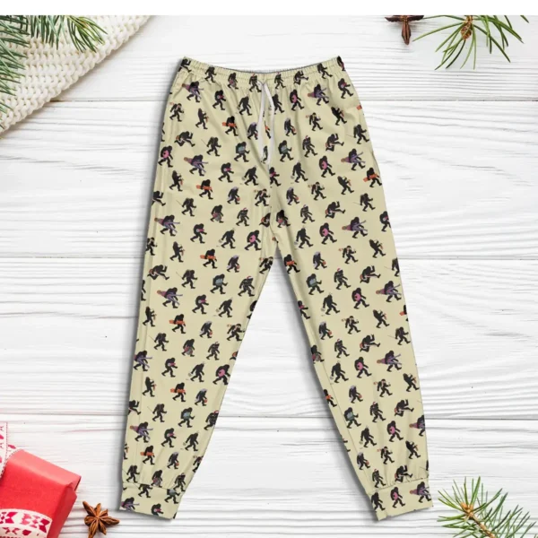 Funny Bigfoot Outdoor Sports Pajama Joggers Hiking & Skiing Sasquatch Pants