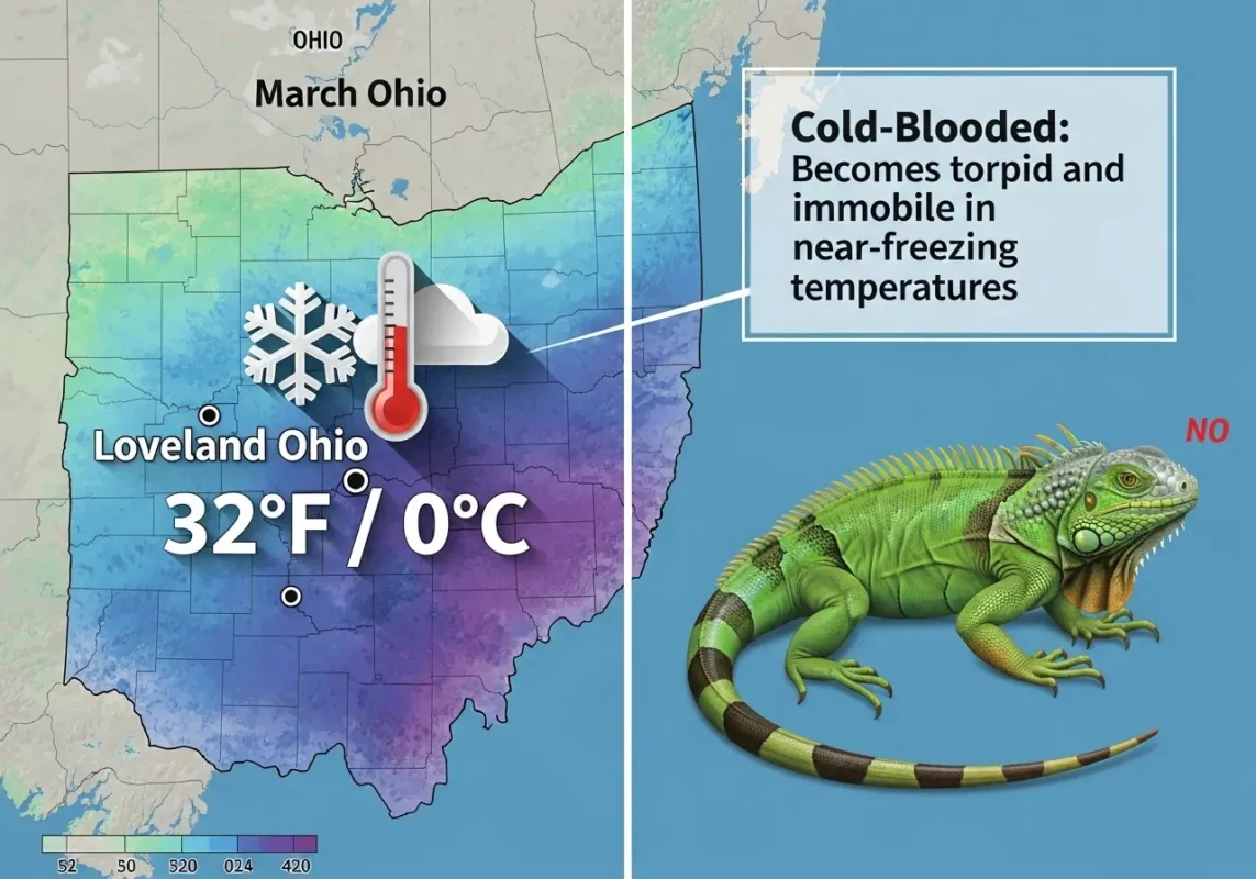 The Loveland Frog: 4 Police Sightings, 2 Theories, and 1 Unsolved Ohio Mystery 11 iguana cold weather biology infographic