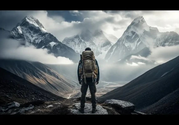 Yeti: The Complete Guide To The Himalayan Legend 19 lone hiker Himalayas epic view