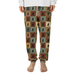 Retro Bigfoot Quilt Pajama Joggers Sasquatch Christmas Pajama Pants