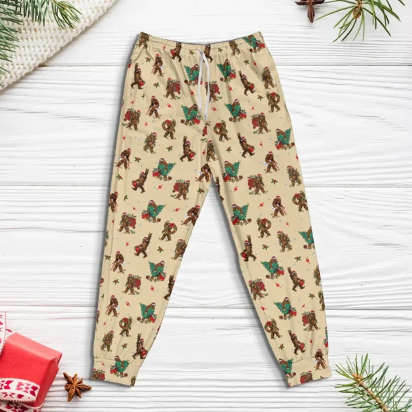 Rockin' Christmas Bigfoot Pajama Joggers Funny Sasquatch Lounge Pants