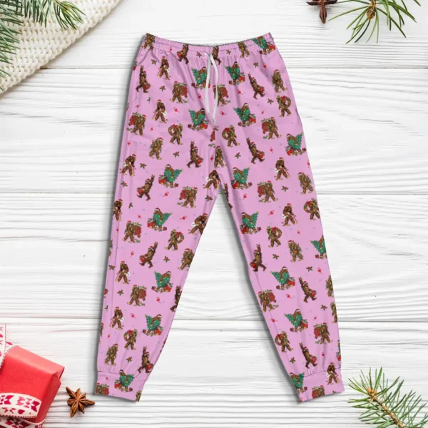 Rockin' Christmas Bigfoot Pajama Joggers Funny Sasquatch Lounge Pants