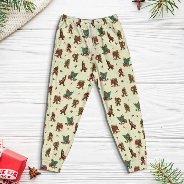 Rockin' Christmas Bigfoot Pajama Joggers Funny Sasquatch Lounge Pants