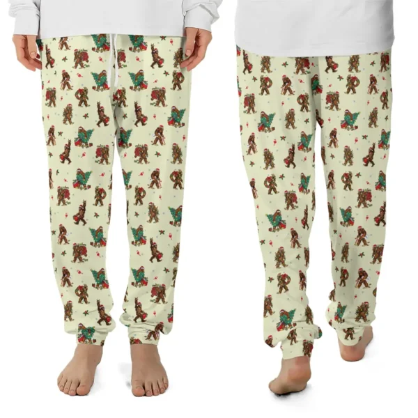 Rockin' Christmas Bigfoot Pajama Joggers Funny Sasquatch Lounge Pants