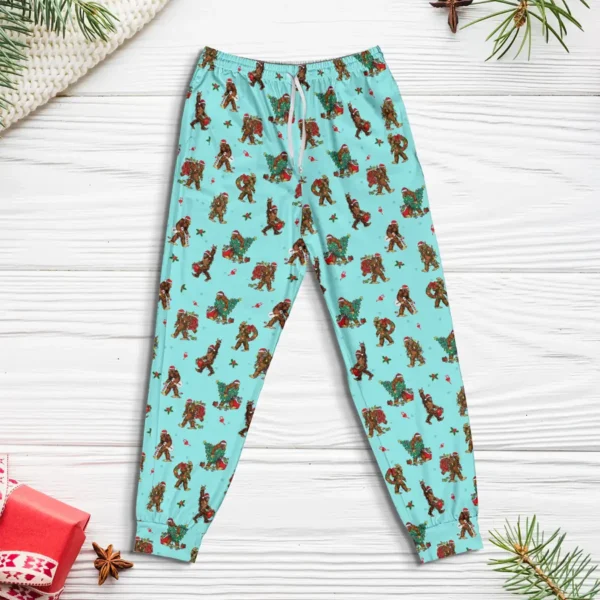 Rockin' Christmas Bigfoot Pajama Joggers Funny Sasquatch Lounge Pants