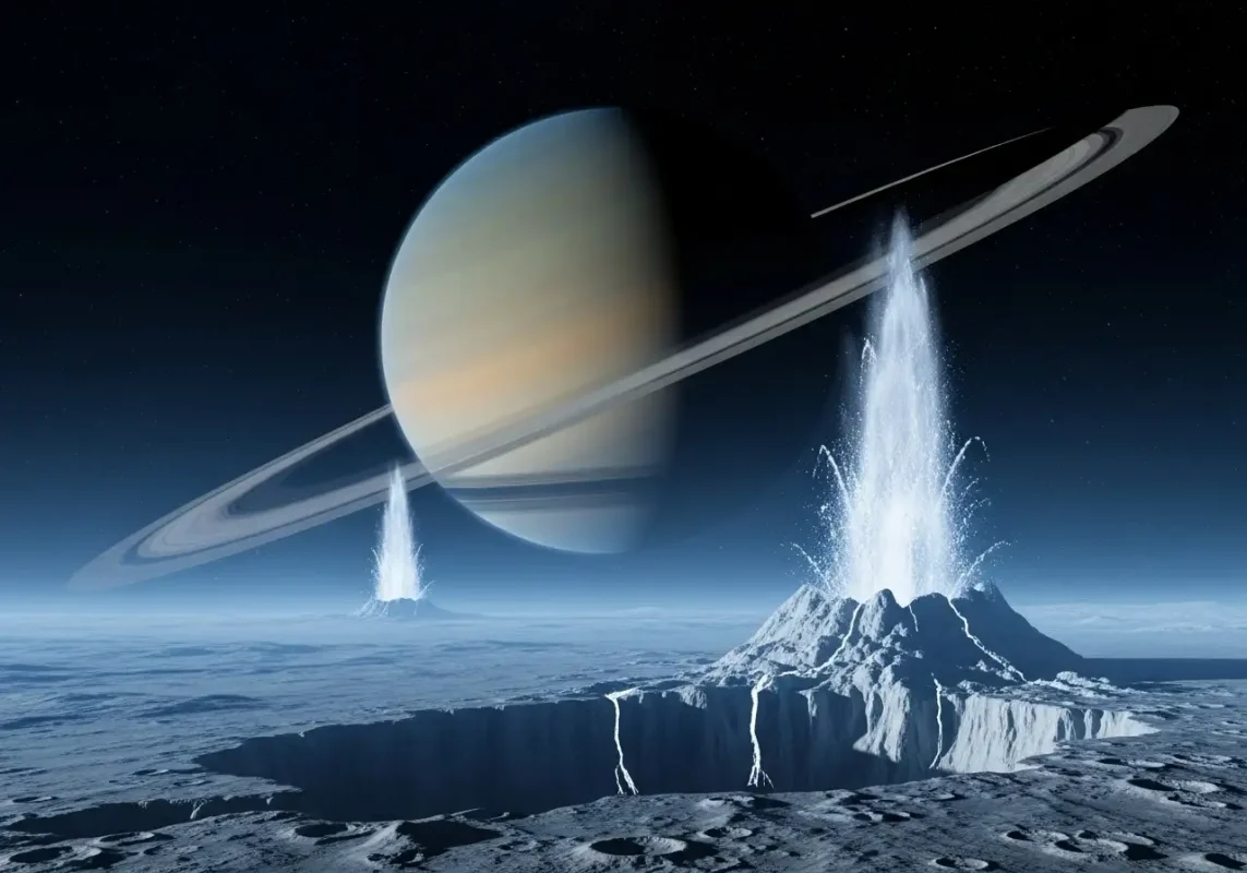 Why Is NASA Investing Billions in an Alien Search They Claim Is Fruitless? A 2025 Deep Dive 6 view from Enceladus surface Saturn art