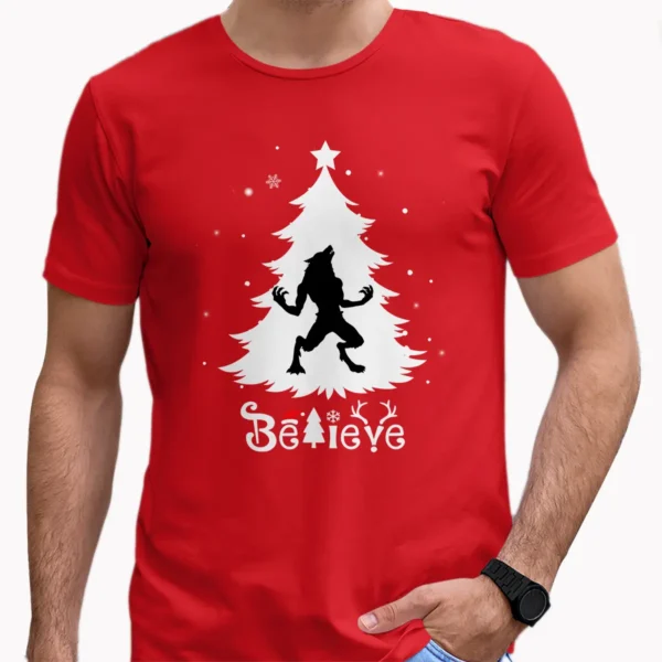 Believe Werewolf Christmas Shirt Michigan Dogman Cryptid Gift Tee