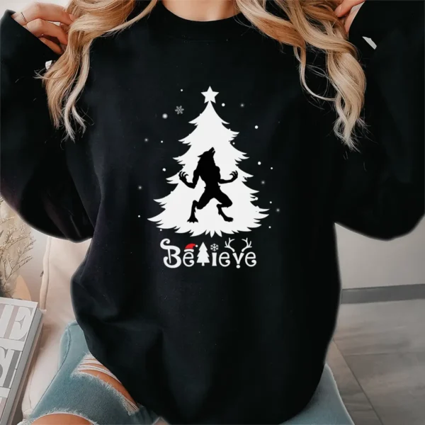 Believe Werewolf Christmas Shirt Michigan Dogman Cryptid Gift Tee