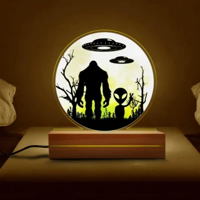 Bigfoot and Alien 3D Lamp Funny UFO Sci-Fi LED Light & Room Decor
