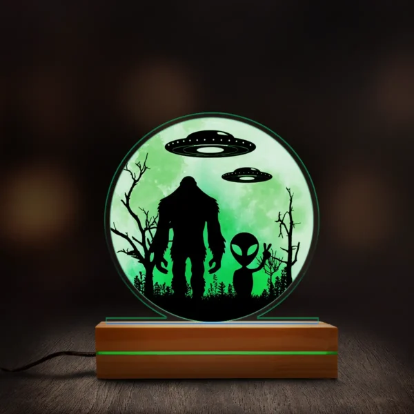 Bigfoot and Alien 3D Lamp Funny UFO Sci-Fi LED Light & Room Decor