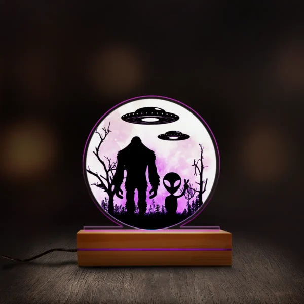 Bigfoot and Alien 3D Lamp Funny UFO Sci-Fi LED Light & Room Decor