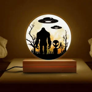 Bigfoot and Alien 3D Lamp Funny UFO Sci-Fi LED Light & Room Decor
