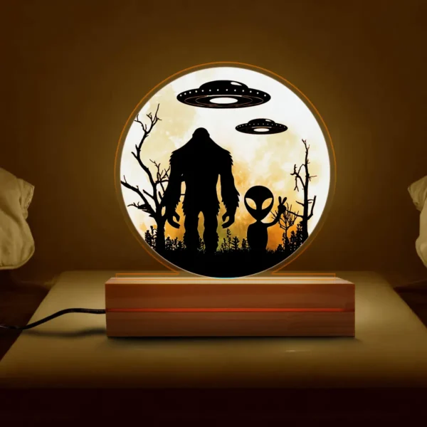 Bigfoot and Alien 3D Lamp Funny UFO Sci-Fi LED Light & Room Decor