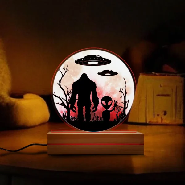 Bigfoot and Alien 3D Lamp Funny UFO Sci-Fi LED Light & Room Decor