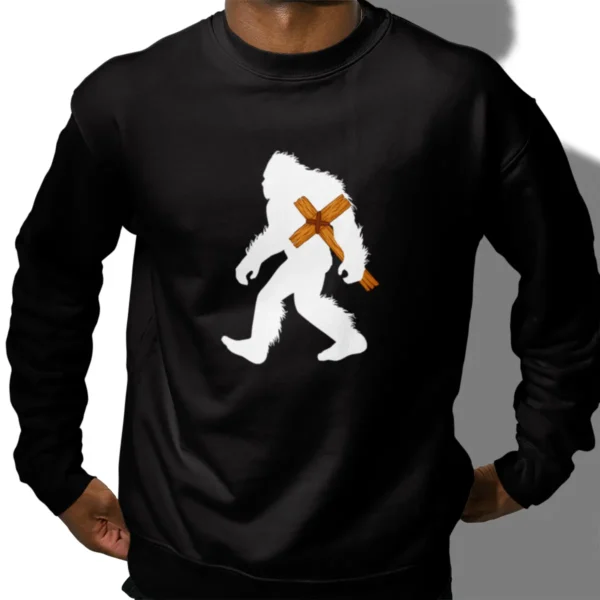 Bigfoot Carrying Cross Christian Shirt Faith Based Christmas Gift