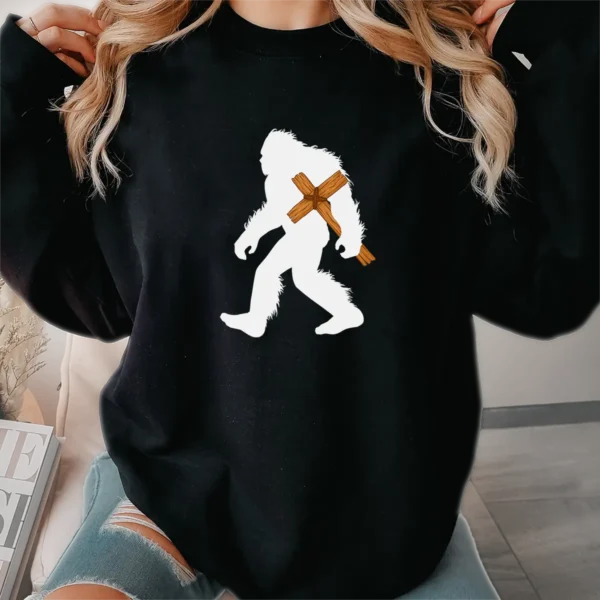Bigfoot Carrying Cross Christian Shirt Faith Based Christmas Gift