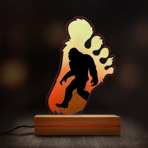 Bigfoot Footprint 3D Illusion Lamp Sasquatch Silhouette LED Night Light