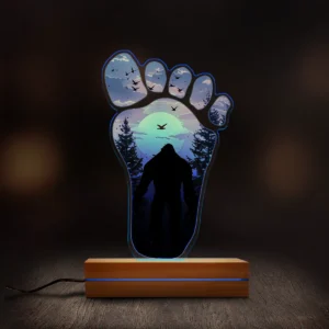Bigfoot Footprint 3D Lamp Sunset Forest Sasquatch LED Night Light