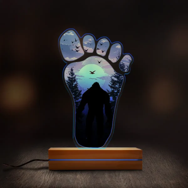 Bigfoot Footprint 3D Lamp Sunset Forest Sasquatch LED Night Light