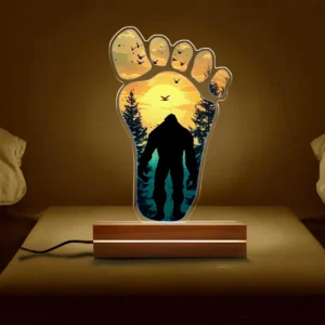 Bigfoot Footprint 3D Lamp Sunset Forest Sasquatch LED Night Light