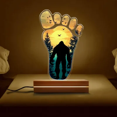 10 Best Bigfoot Night Lights To Illuminate Your Legendary Space 7 Bigfoot Footprint 3D Lamp Sunset Forest Sasquatch LED Night Light