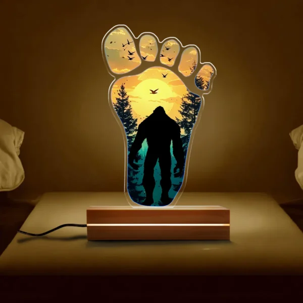 Bigfoot Footprint 3D Lamp Sunset Forest Sasquatch LED Night Light