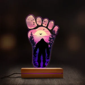 Bigfoot Footprint 3D Lamp Sunset Forest Sasquatch LED Night Light