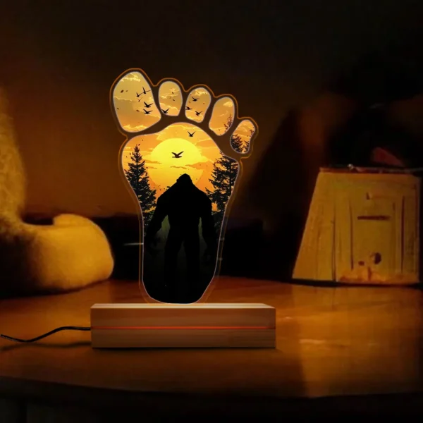 Bigfoot Footprint 3D Lamp Sunset Forest Sasquatch LED Night Light