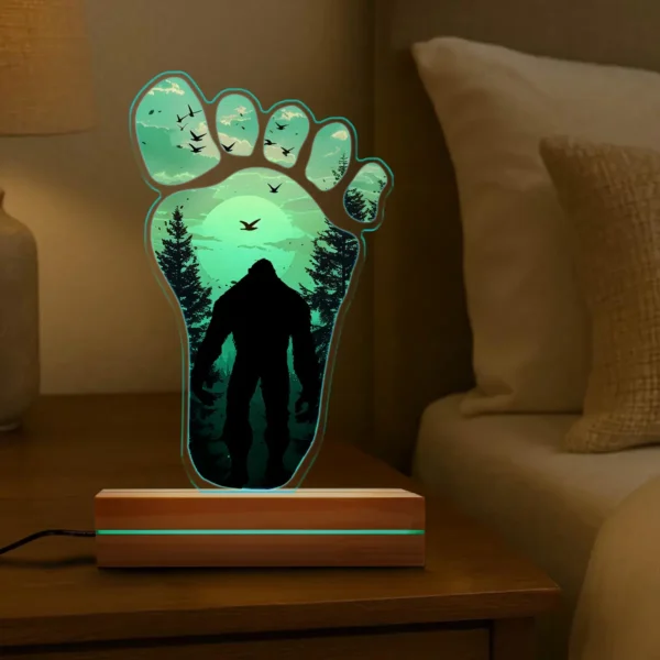Bigfoot Footprint 3D Lamp Sunset Forest Sasquatch LED Night Light