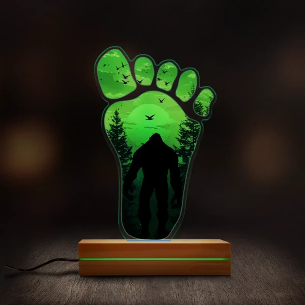 Bigfoot Footprint 3D Lamp Sunset Forest Sasquatch LED Night Light