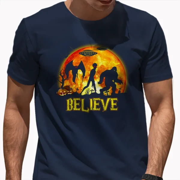Bigfoot, Mothman & Alien Halloween Shirt Funny Believe Cryptid Tee