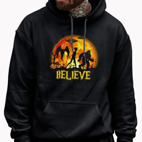 Bigfoot, Mothman & Alien Halloween Shirt Funny Believe Cryptid Tee