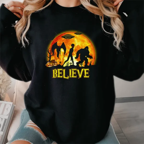 Bigfoot, Mothman & Alien Halloween Shirt Funny Believe Cryptid Tee