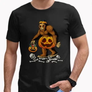 Bigfoot Pumpkin Halloween Costume Shirt Funny Jack o Lantern Sasquatch Tee