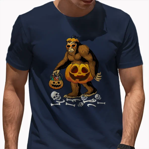 Bigfoot Pumpkin Halloween Costume Shirt Funny Jack o Lantern Sasquatch Tee