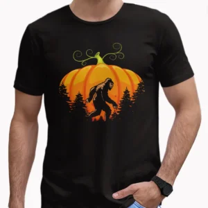 Bigfoot Pumpkin Moon Halloween Shirt Funny Sasquatch Fall Tee