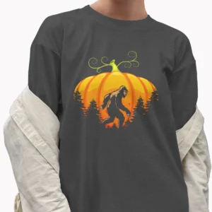 Bigfoot Pumpkin Moon Halloween Shirt Funny Sasquatch Fall Tee