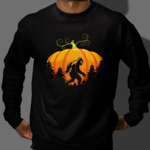 Bigfoot Pumpkin Moon Halloween Shirt Funny Sasquatch Fall Tee